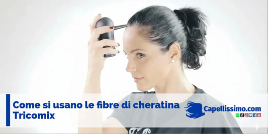 come applicare le fibre di cheratina Tricomix