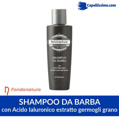 Fondonatura shampoo da barba con acido ialuronico e estratti di germogli di grano