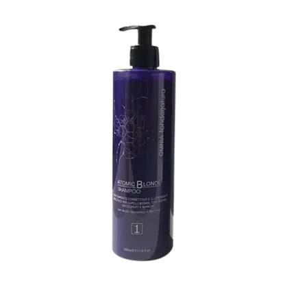 Atomic Blonde Shampoo: Trattamento correttivo e illuminante specifico per capelli biondi, con méches, decolorati e bianchi, con acido ialuronico e sericina
