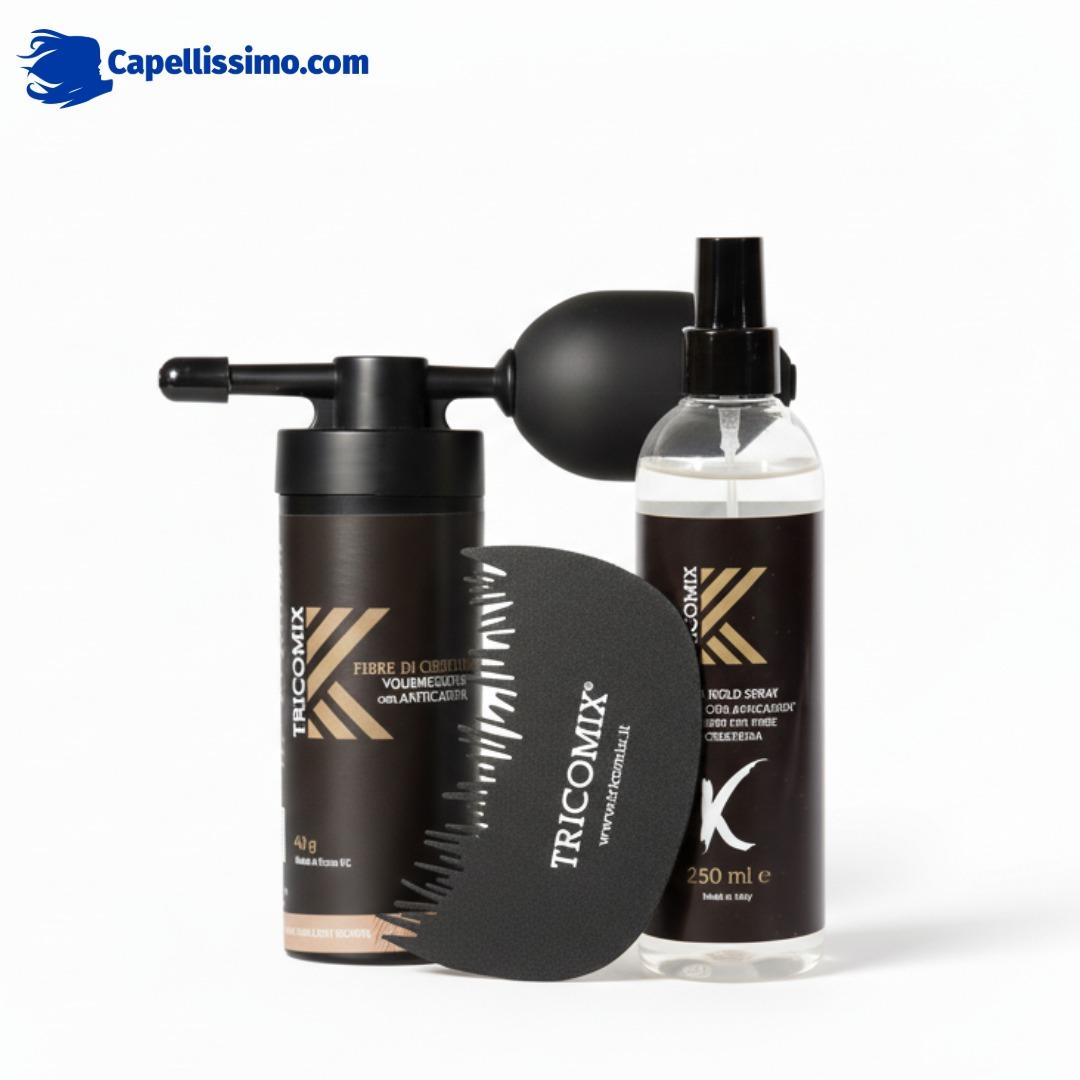 Tricomix set completo fibre di cheratina e accessori