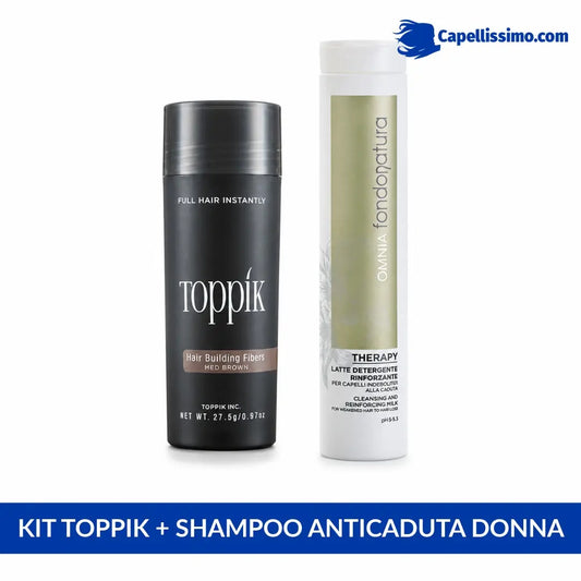 Kit Toppik Fibre di cheratina + Fondonatura Shampoo Anticaduta Donna